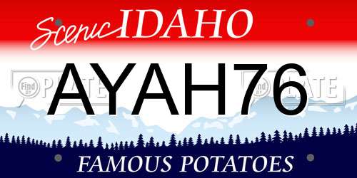 AYAH76 Idaho License Plate