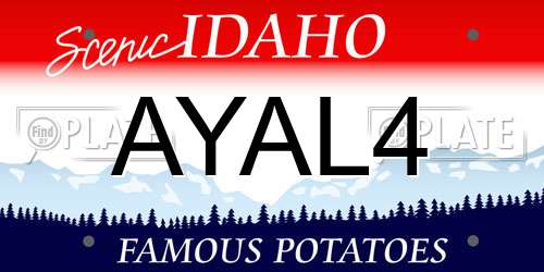 AYAL4 Idaho License Plate