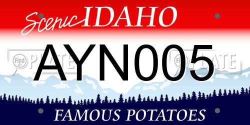 AYN005 Idaho License Plate