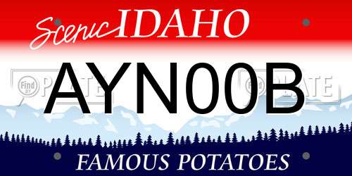 AYN00B Idaho License Plate