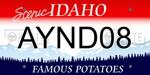 AYND08 Idaho License Plate