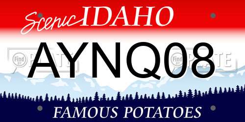 AYNQ08 Idaho License Plate
