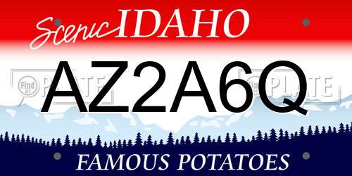 AZ2A6Q Idaho License Plate