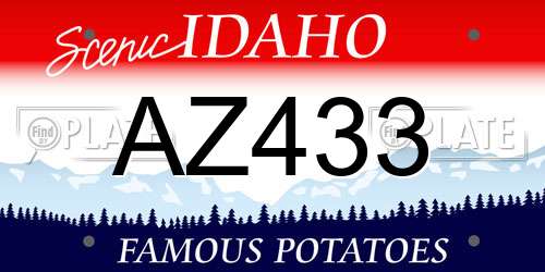 AZ433 Idaho License Plate