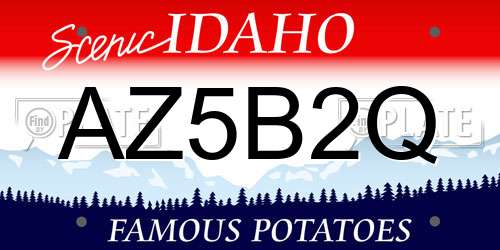AZ5B2Q Idaho License Plate