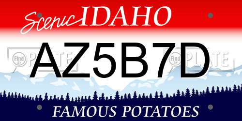 AZ5B7D Idaho License Plate