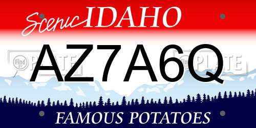 AZ7A6Q Idaho License Plate