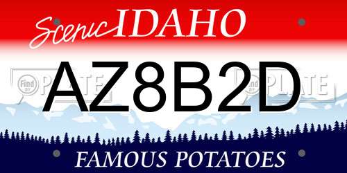 AZ8B2D Idaho License Plate
