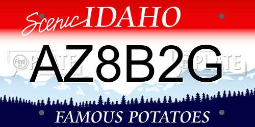 AZ8B2G Idaho License Plate