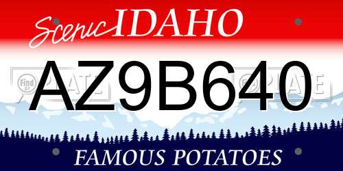 AZ9B640 Idaho License Plate