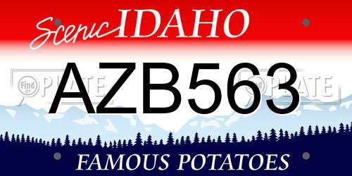 AZB563 Idaho License Plate