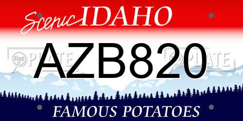 AZB820 Idaho License Plate