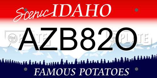 AZB82O Idaho License Plate
