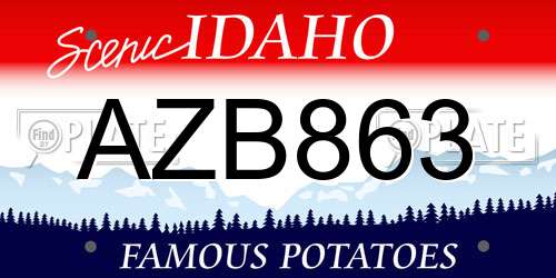 AZB863 Idaho License Plate