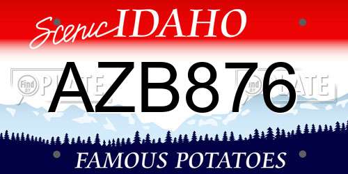 AZB876 Idaho License Plate