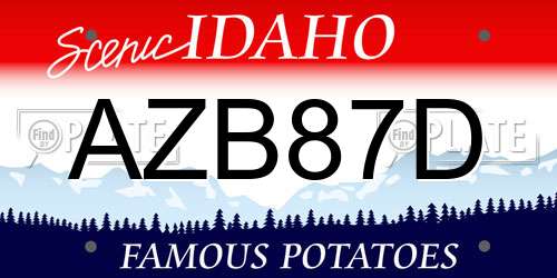 AZB87D Idaho License Plate