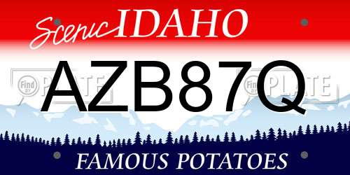 AZB87Q Idaho License Plate