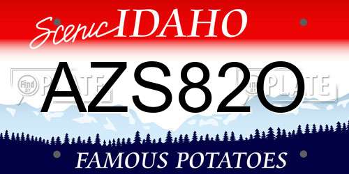 AZS82O Idaho License Plate
