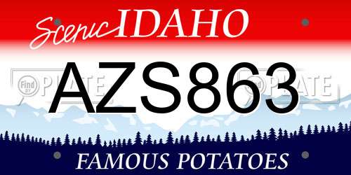 AZS863 Idaho License Plate