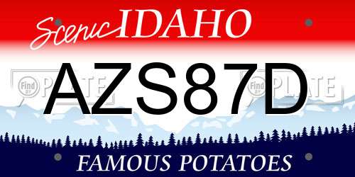 AZS87D Idaho License Plate