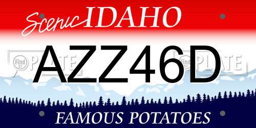 AZZ46D Idaho License Plate