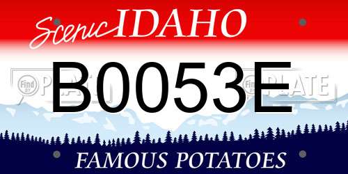 B0053E Idaho License Plate