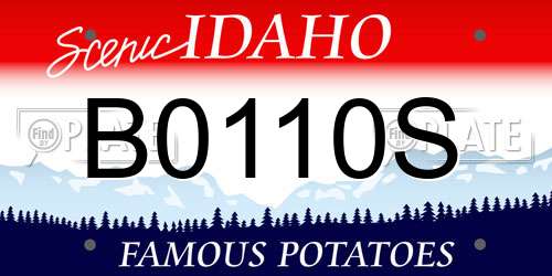 B0110S Idaho License Plate