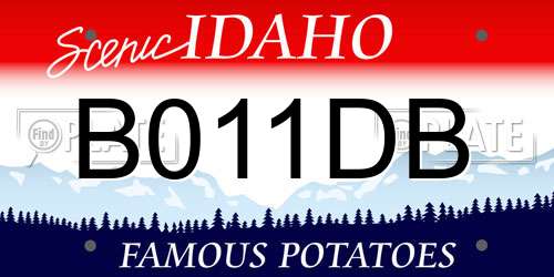 B011DB Idaho License Plate