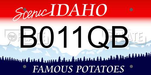 B011QB Idaho License Plate