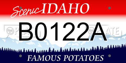 B0122A Idaho License Plate