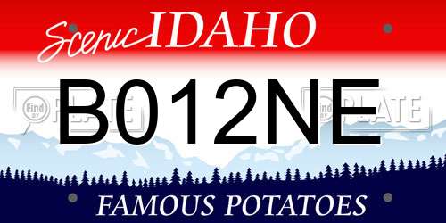 B012NE Idaho License Plate