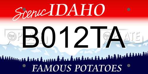 B012TA Idaho License Plate