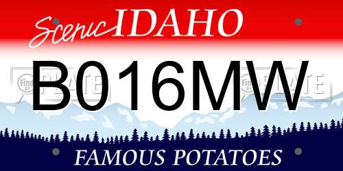 B016MW Idaho License Plate