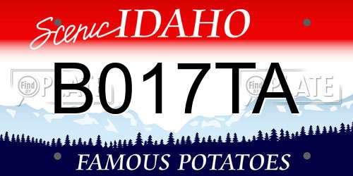 B017TA Idaho License Plate