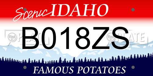 B018ZS Idaho License Plate