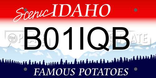 B01IQB Idaho License Plate