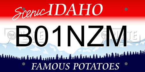 B01NZM Idaho License Plate