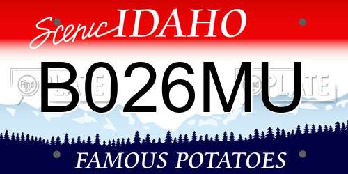 B026MU Idaho License Plate