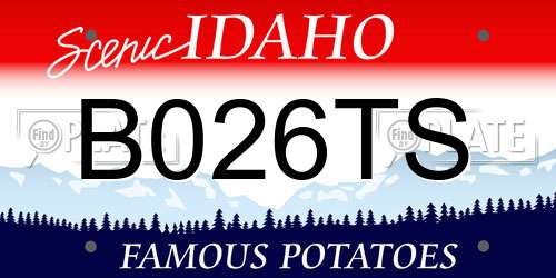 B026TS Idaho License Plate