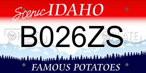 B026ZS Idaho License Plate