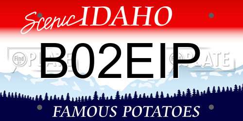 B02EIP Idaho License Plate
