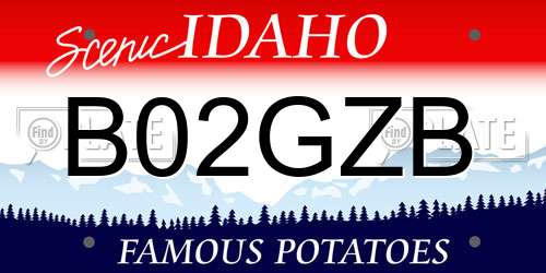 B02GZB Idaho License Plate