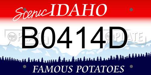 B0414D Idaho License Plate