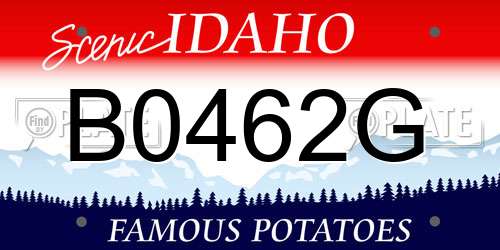 B0462G Idaho License Plate