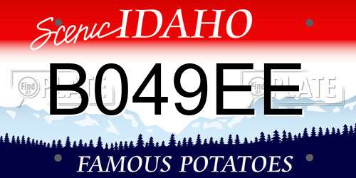 B049EE Idaho License Plate