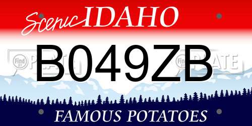B049ZB Idaho License Plate