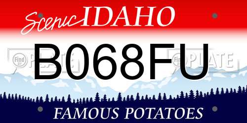 B068FU Idaho License Plate