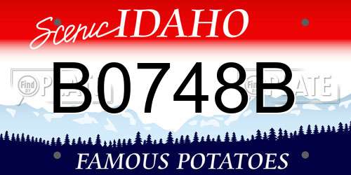 B0748B Idaho License Plate