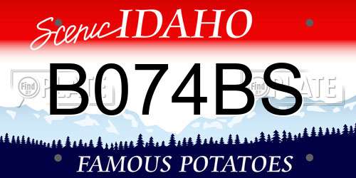 B074BS Idaho License Plate