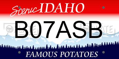 B07ASB Idaho License Plate